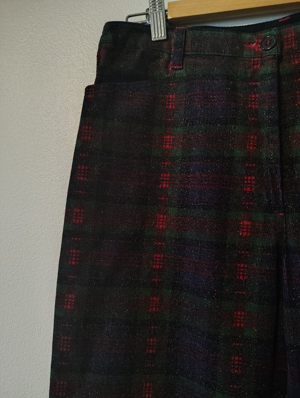 Tabi Glittered Plaid Corduroy Pants - Picture 4 of 6